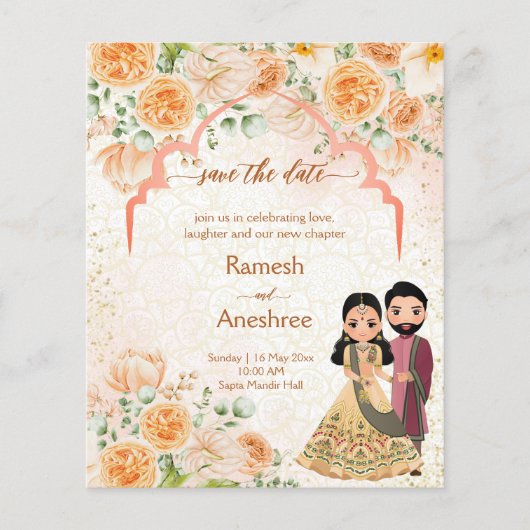 Perzikbloemen Indiaas paar met uitzondering van de (Voorkant)