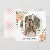 Perzikbloemen Klasse van 2025 afstuderen foto Aankondiging (Voorkant / Achterkant)