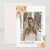 Perzikbloemen Klasse van 2025 afstuderen foto Aankondiging (Voorkant / Achterkant)