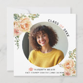 Perzikbloemen Klasse van 2025 afstuderen foto Aankondiging (Voorkant)