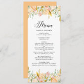 Perzikbloemen met Gold Foliage Menu Kaart II (Voorkant / Achterkant)