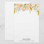 Perzikbloemen met goudolievlek briefpapier (Voorkant / Achterkant)