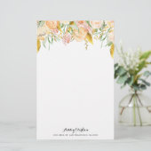 Perzikbloemen met goudolievlek briefpapier (Staand voorkant)