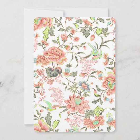 Perzikbloemen met Hummingbird Kaart (Achterkant)