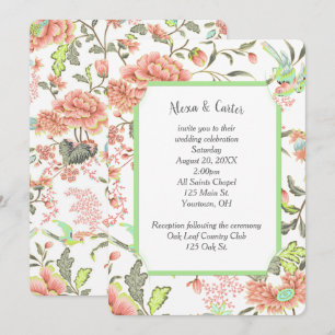 Perzikbloemen met Hummingbird Kaart