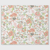 Perzikbloemen met levende vogels cadeaupapier (Vlak)