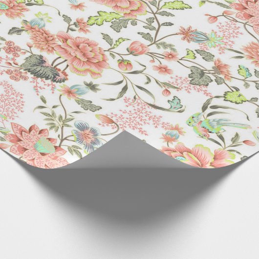 Perzikbloemen met levende vogels cadeaupapier (Hoek)