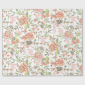 Perzikbloemen met levende vogels cadeaupapier (Vlak)