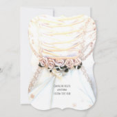 Perzikbloemen op bruidjurk bruiloft kaart (Achterkant)