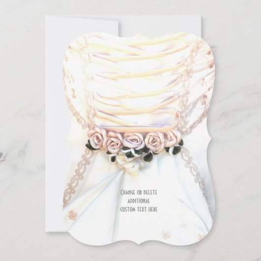 Perzikbloemen op bruidjurk bruiloft kaart (Achterkant)