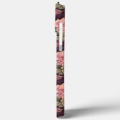 Perzikbloemen op het Paarse diamantmonogram Case-Mate iPhone Case (Achterkant / Links)