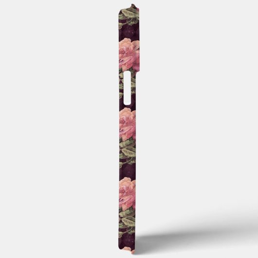 Perzikbloemen op het Paarse diamantmonogram Case-Mate iPhone Case (Achterkant / Rechts)