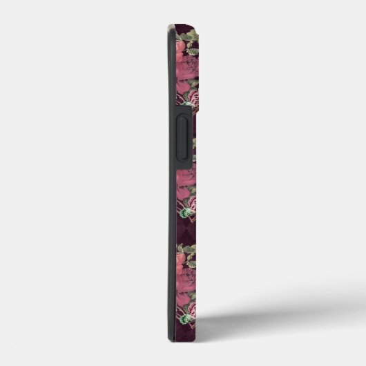 Perzikbloemen op het Paarse diamantmonogram Case-Mate iPhone Case (Achterkant / Rechts)