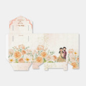 Perzikbloemen schattig Indiaas bruidskoppel op maa Bedankdoosjes (Uitgevouwen)