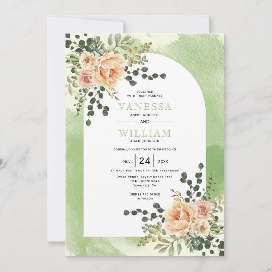 Perzikbloemen waterverf bloemen bloemen bloemen bl kaart (Voorkant)