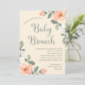  perzikbloemige | Baby Brunch Kaart (Staand voorkant)