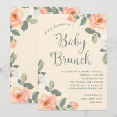  perzikbloemige | Baby Brunch Kaart (Voorkant / Achterkant)