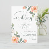  perzikbloemige | Bruiloft Kaart (Staand voorkant)