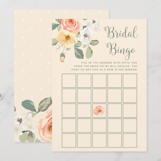  perzikbloemige | Vrijgezellenfeest Bingo spel Kaart (Voorkant / Achterkant)