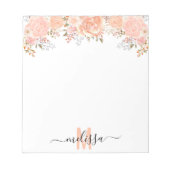 Perzikbloemmonogram Waterverf Notitieblok (Voorkant)