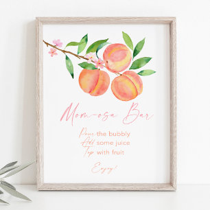 Perzikbloesem Baby shower Mimosa Bar Teken Poster