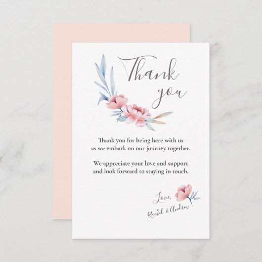 Perzikbloesem | Bloemenbruiloft dank u Bedankkaart (Voorkant / Achterkant)