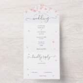 Perzikbloesem Bloemig Schrift Monogram  All In One Uitnodiging (Binnen)