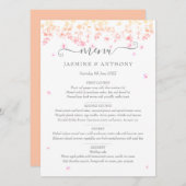 Perzikbloesem Bruiloftsbloemen Menu (Voorkant / Achterkant)