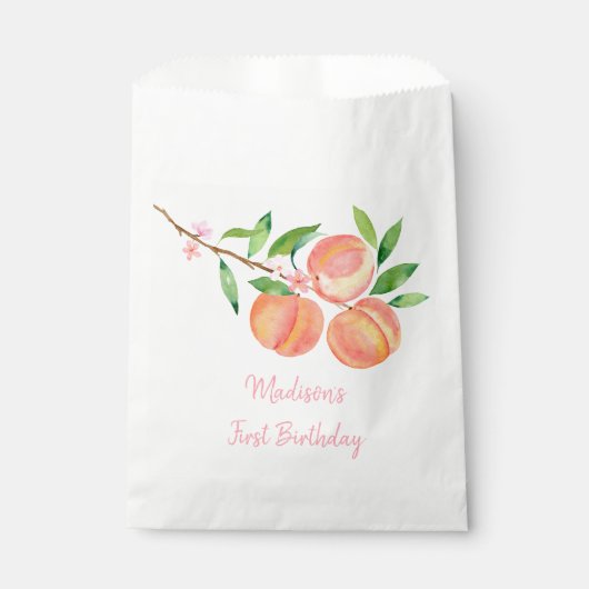 Perzikbloesem Een zoete perzik Verjaardag Bedankzakje (Voorkant)
