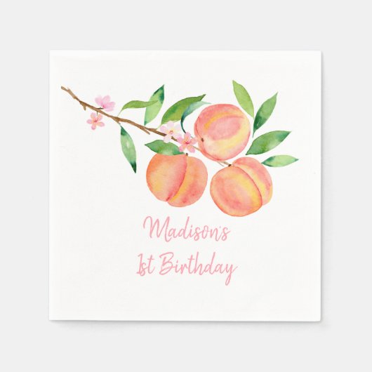 Perzikbloesem Een zoete perzik Verjaardag Servet (Voorkant)