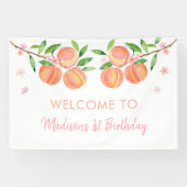 Perzikbloesem Een zoete perzik Verjaardag Spandoek (Horizontaal)