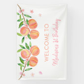 Perzikbloesem Een zoete perzik Verjaardag Spandoek (Verticaal)