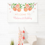 Perzikbloesem Een zoete perzik Verjaardag Spandoek (Insitu)