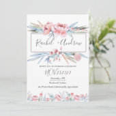 Perzikbloesem | Floral bruiloft uitnodiging (Staand voorkant)