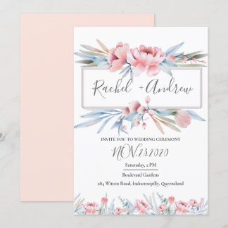 Perzikbloesem | Floral bruiloft uitnodiging