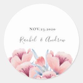 Perzikbloesem | Floral Wedding Invitation Envelope Ronde Sticker