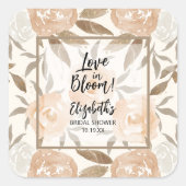 Perzikbloesem in bloei vierkante sticker (Voorkant)