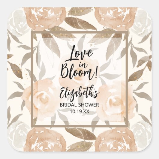 Perzikbloesem in bloei vierkante sticker (Voorkant)