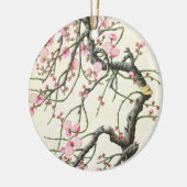 Perzikbloesem (kleur op papier) keramisch ornament (Links)