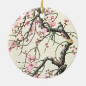 Perzikbloesem (kleur op papier) keramisch ornament (Achterkant)
