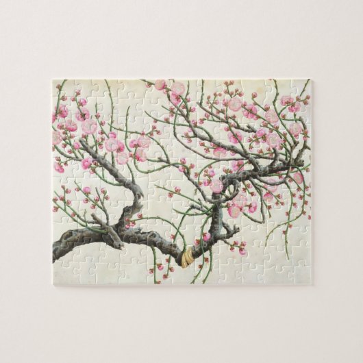 Perzikbloesem (kleur op papier) legpuzzel (Horizontaal)