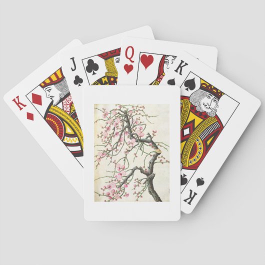 Perzikbloesem (kleur op papier) pokerkaarten (Achterkant)
