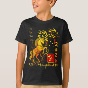 Perzikbloesem Vietnamees Nieuwjaarsfeest Paard 202 T-shirt
