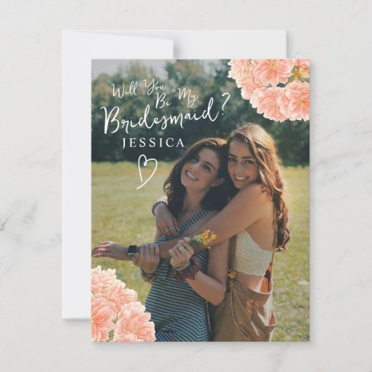 Perzikbloesem waterverf bruidsmeisje voorstel notitiekaartje (Voorkant)