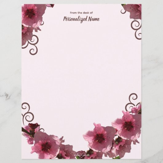 Perzikbloesems ongevoerde papieren vellen (Voorkant)