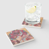 Perzikblush-Roos met pasta-accessoires Stenen Onderzetter (Zijkant)