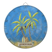 Perzikbommen, surfplanken, palmbomen en zand dartbord (Voorkant)