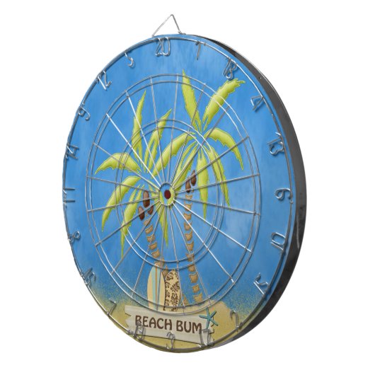 Perzikbommen, surfplanken, palmbomen en zand dartbord (Voorkant Rechts)