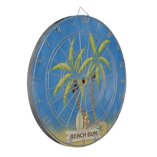 Perzikbommen, surfplanken, palmbomen en zand dartbord (Voorkant Links)