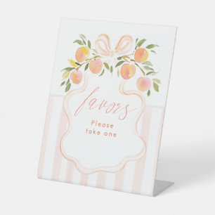 Perzikboog Strepen Baby Shower Favoren Reclamebord Met Voetstuk